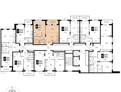 2-к. квартира, 49&nbsp;м²