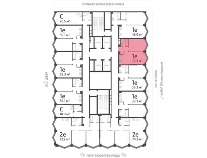 1-к. квартира, 38&nbsp;м²