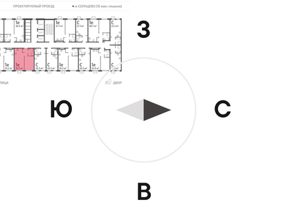 1-к. квартира, 34&nbsp;м²